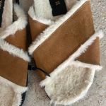 ZARA  Faux Fur Lined Leather Slide Sandals Photo 4