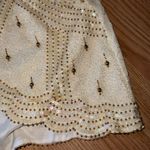 Laurence Kazar Vintage  Cream Gold Tassel Beaded Sequin Metallic Glam Blouse top Photo 1