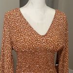 Boutique Floral Print Smocked Long Sleeve Ruffled Dress NWT Pink Size L Photo 3