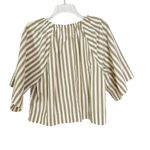 Everlane Organic Cotton The Seersucker Gathered Tee Beige Stripes Size M Photo 5