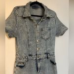 Blue B Collection Denim Wide Leg Jumpsuit Size L Photo 5