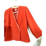 CAbi Jane Jacket Style #216 Womens Size 4 Grenadine Orange Crossover Wrap Peplum Photo 3