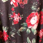 Torrid  Textured Floral Crew Neck Lace Pieced Tie Back Top Grey Pink 1X‎ Photo 5