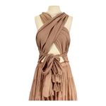 NEW Erika Pena Selma Sleeveless V neck Convertible Maxi Dress Size M/L Tan Photo 8