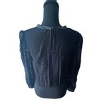 EXPRESS  Black Faux Leather & Lace Long Sleeve Top – Size XS Photo 4