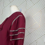 Tularosa  Bowie Beaded Long Sleeve Ruffle Mini Dress Maroon Size‎ US Large Photo 6