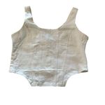 Women's Zip Up Back Asymmetrical Scoop Neck Sleeveless Denim Crop Tank Top White Size L Photo 0