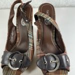 Rue 21  Brown & Teal Pin Stripe Open Toed Heels Photo 8