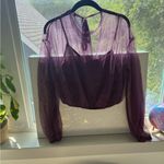 Free People Women Ellie Sheer Mesh Long Sleeve Crop Blouse Top Photo 5