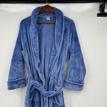 Natori N  blue fleece chunky thick robe waist tie long length oversized size XL Photo 3