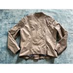 Montanaco Tan Brown Faux Leather Moto Style Jacket with Cabled Panel Inserts XL Photo 1