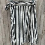 Loft  Stripe Knee Length Aline Skirt Belted Modest Petite Photo 0
