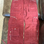 Free People TT: NWOT  Last Time Stacked Cargo Corduroy Pants Red Slouchy… Photo 0