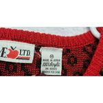 Vintage EVE LTD red paisley print knit retro pullover sweater size 44 XL. Photo 4