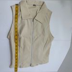 Cider NWOT Woven Collar Solid Zipper Tank Top Beige | TAGS CUT OUT SEE NOTES Photo 11