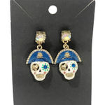 Betsey Johnson  Sugar Skull Pirate Earrings Jeweled Jewelry‎ Photo 0