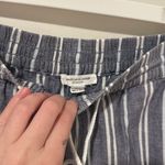 Beach Lunch Lounge 100% Linen Blue and White Striped Shorts Beachy Boho Size M Photo 1