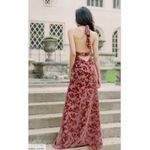 Revelry Athena Dusty Rose Floral Burnout Velvet Halter Bias Cut Formal Dress 6 Pink Photo 12