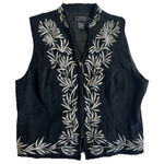 Spenser Jeremy Vest Embroidered Black Silk Silver Vest Size Large silk Photo 0