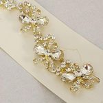 Clear Crystal Gold Floral Bow Design Hair Vine New Photo 2