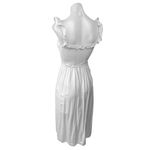 Aritzia Wilfred Reminisce White Sleeveless Smocked Camisole Midi A-Line Dress S Photo 5