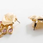 Mango Gold and Pink Lip Drop Dangle Gem Beads Rhinestone Earrings New with Tags Photo 3