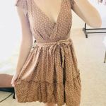 Candie's  brown floral tie waist deep v ruffle dress Photo 1