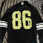 Victoria's Secret Pink Campus Mesh Tee Shirt Black Floral Neon Citrus Logo XS Photo 0