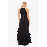 Betsy and Adam NWT  Scuba Crepe Ruffle Slit Bottom Gown Womens Black Size 6P Photo 1