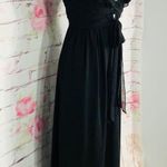 Ceremony black wrap tie waist floor length gown Size XXS Photo 3