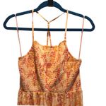 Free People Dusk Coral Combo Smocked Maxi Dress Floral Print Halter Style Large Photo 4