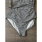 Merona Black White Striped One Piece Swimsuit Adjustable Straps Size Large Photo 2