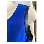 Kenneth Cole NWOT gorgeous blue dress with faux leather trim on sleeves. Sz 6 Photo 4