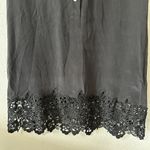 Equipment  Femme Silk Black Button Tunic Mini Dress Sleeveless Crochet Trim Small Photo 2