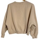 Obey Nana Beige Cropped Oversize Plaid Graphic Appliqué Sweatshirt size M Photo 2