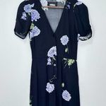 Reformation Lilac Black Floral Short Sleeve V Neck Jumpsuit Wedding Guest Size 0 Photo 5