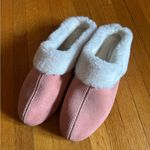 Minnetonka  Salmon Pink and Cream Sheepskin Mules, Size 10, NWOT Photo 0
