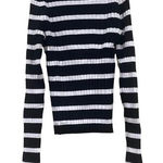 Bershka  Mock Turtleneck Women’s Small Bodycon Shirt Black White Striped Slinky Photo 0