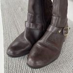Me Too  Arctic Oxblood Dark Brown Leather Tall Riding Boots Gold Details Size 8 Photo 2