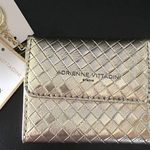 Adrienne Vittadini A.V. gold basket weave wallet id card RFID Keychai Photo 0