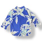 Natori  Floral 3/4 Sleeve Blouse Womens‎ Size M Blue Boho Beachy Photo 4