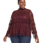 Lane Bryant Mock-Neck Illusion Lace Peplum Blouse Top Size 18 Photo 0