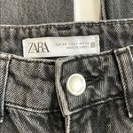 ZARA  High Rise Wide Leg Cotton Denim Jeans in Washed Black Size 2 Photo 12