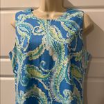 J. McLaughlin  Belinda Blue Watercolor Paisley Sleeveless Cotton Sheath Dress 10 Photo 2