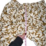 Garnet Hill  Linen Pants Women Large Brown White Floral Cropped Wide Leg Pull On Photo 4