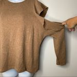 ZARA  Tan Long Sleeve Ruffle Cold Shoulder Sweater Size Small Photo 8
