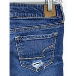 American Eagle Bermuda Denim Jean Shorts Womens 6 Distressed Raw Hem Stretch Y2K Photo 3
