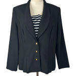 Vintage Virgo Petite Black Blazer Business Career Gold Buttons Womens 14 Petite Size 14P Photo 0
