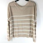 Eileen Fisher Womens Sweater Linen Blend Thin Knit Sheer Striped Beige White L Photo 1