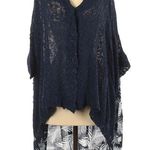 FATE. Blue Leaf Print Mixed Media Hi-Low Sweater Size Small Photo 0